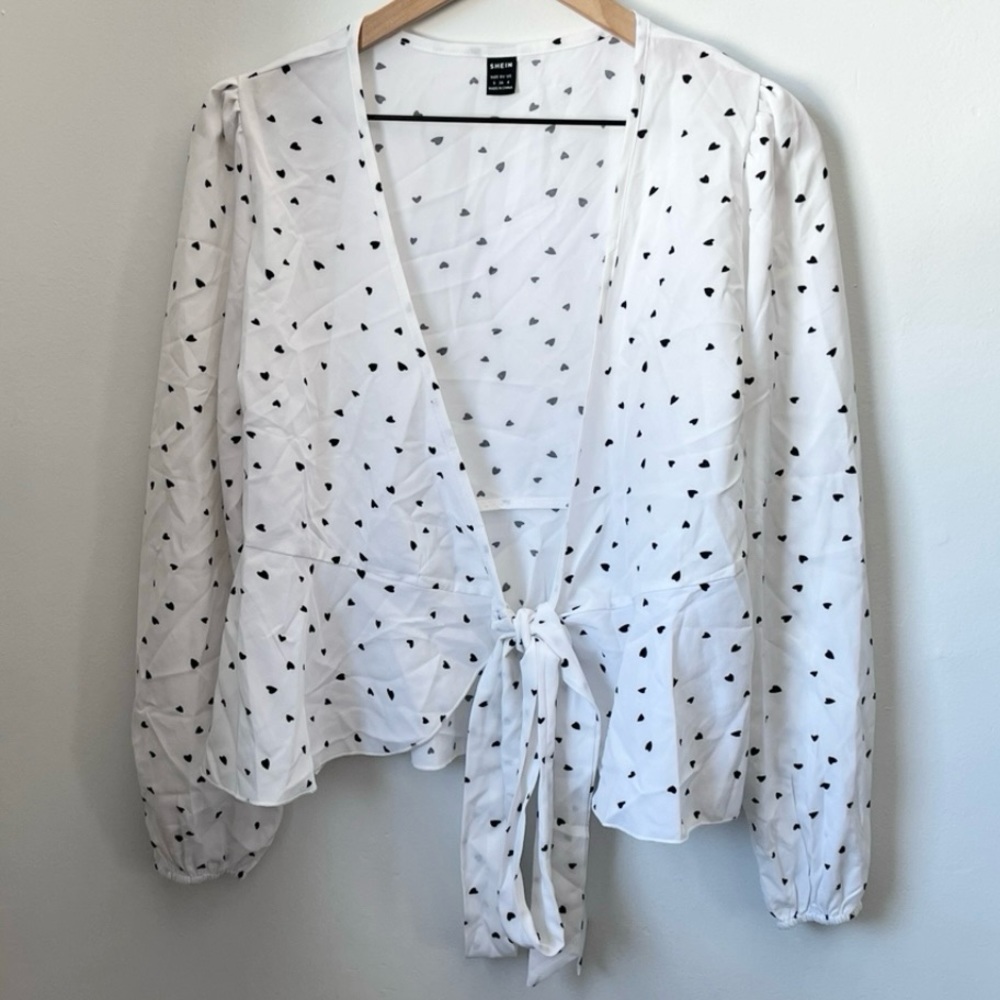 shein white belted blouse